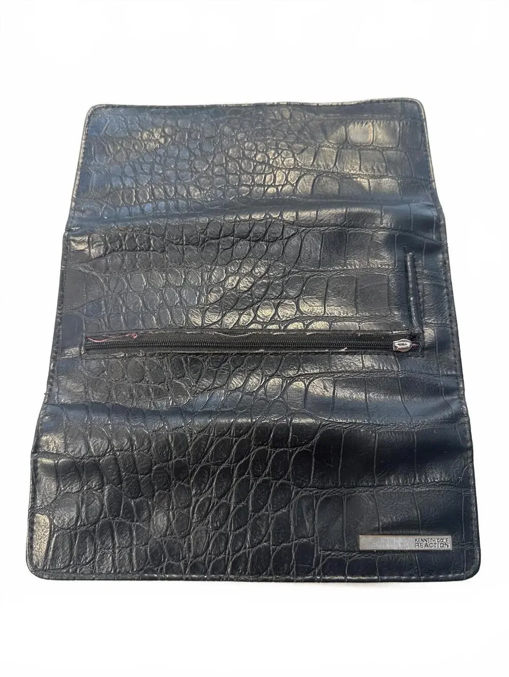 Reaction Kenneth Cole Black Alligator Leather Pink Lining